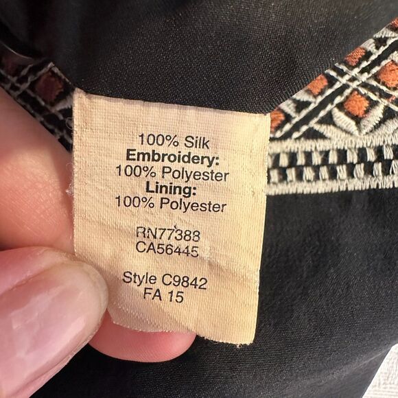 Madewell Women's Size 10 Dress Starflower Embroidered Black 100% Silk - Picture 6 of 13